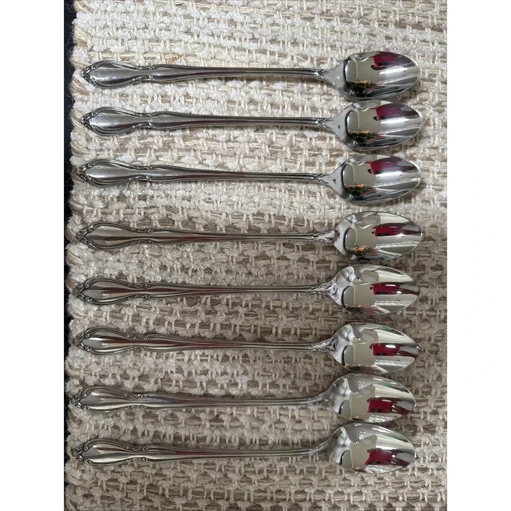 LOT 8 ONEIDA Community CHATELAINE Stainless ICED TEA SPOONS 7 1/2